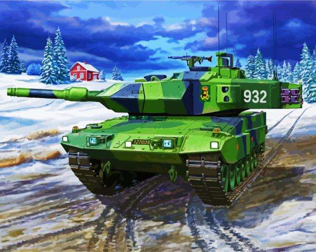 The Military Tank In Snow Painting By Numberss.png