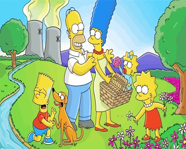 The Simpsons In Picnic Painting By Numberss.png