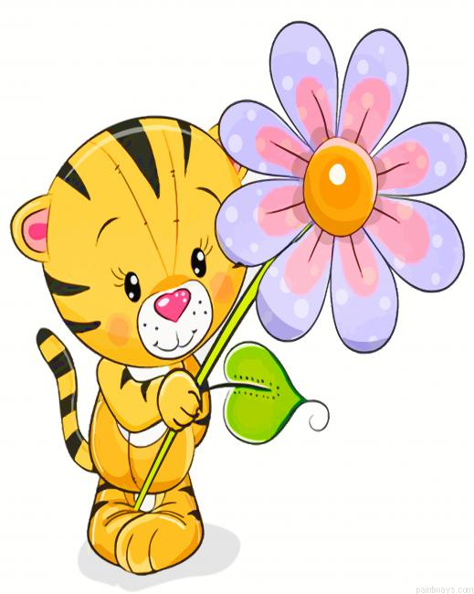 Tiger And Flower Painting By Numberss.png