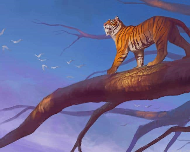 Tiger Branch Sunset New Painting By Numberss.png