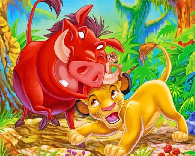 Timon And Pumbaa And Simba Painting By Numbers.png