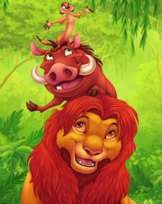 Timon Pumbaa And Simba Painting By Numbers.png