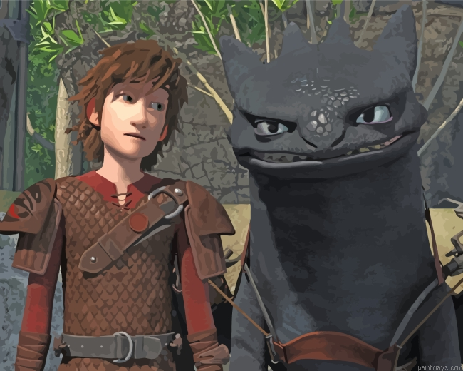 Toothless Dragon And Hiccup Painting By Numbers.png