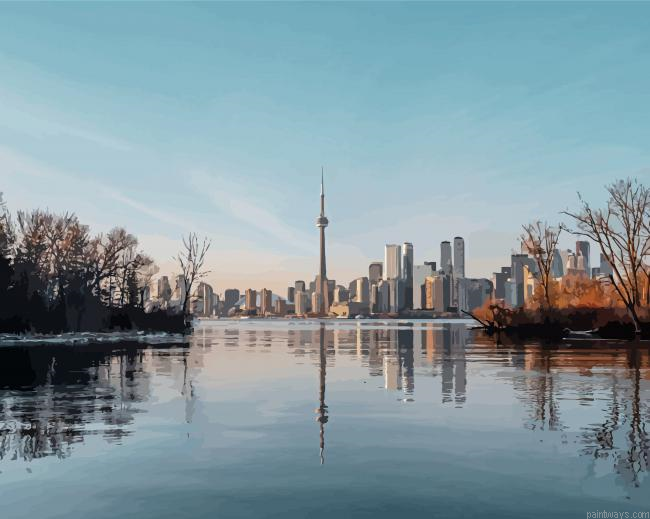 Toronto Cn Tower Reflection Painting By Numberss.png