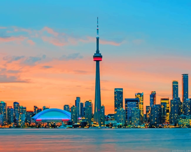 Toronto Skyline At Sunset Landscapes Paint By Number.png
