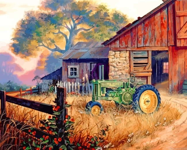 Tractor In Farm Painting By Numbers.png
