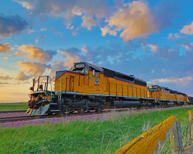 Train In A Landscape New Painting By Numberss.png