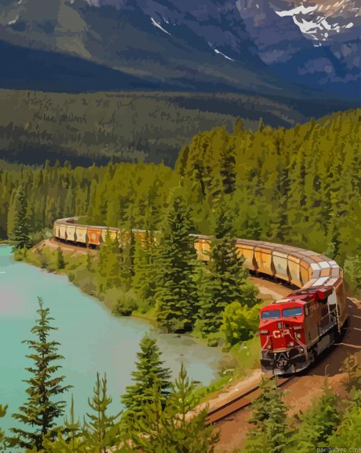 Train In The Landscape New Painting By Numberss.png