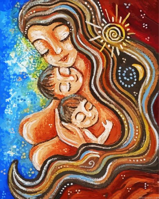 Twin Babies And Their Mother Painting By Numberss.png
