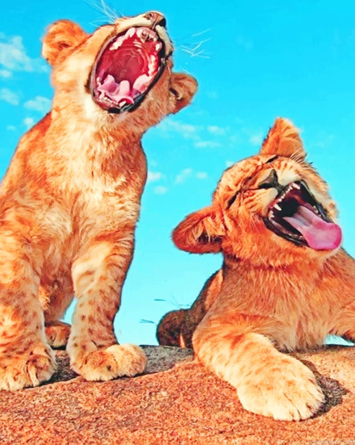 Two Cubs Screaming Animals Paint By Number.png