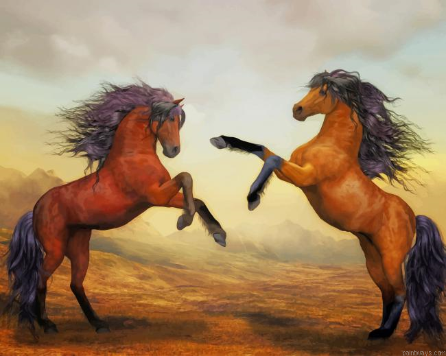 Two Horses Having Fun New Painting By Numberss.png