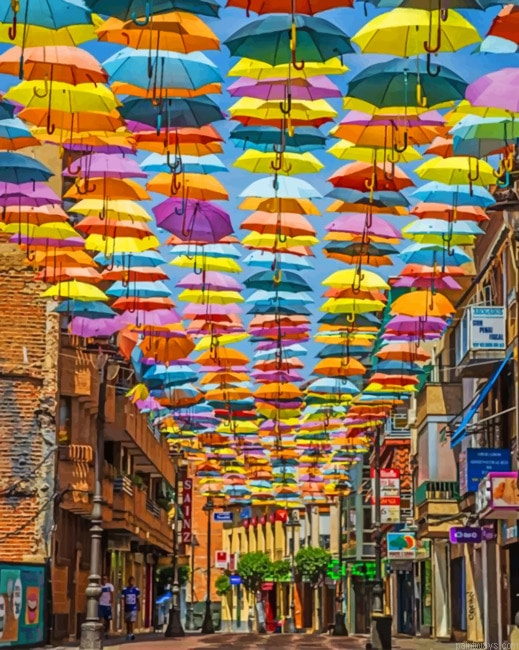 Umbrella Street In Madrid Painting By Numberss.png
