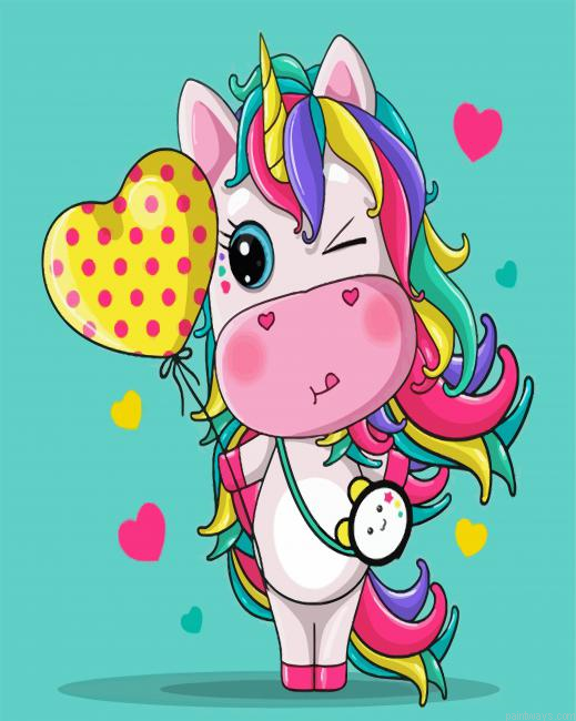 Unicorn And Balloon Painting By Numberss.png