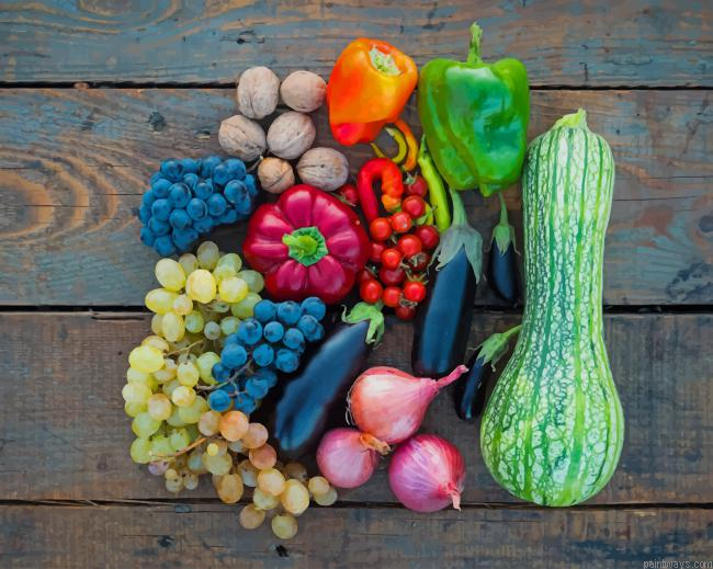 Vegetables And Fruits Food Painting By Numberss.png