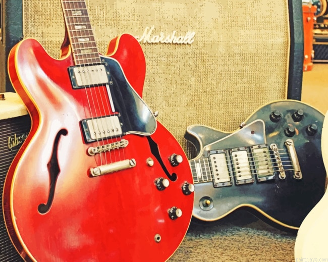 Vintage Electric Guitars Instruments Painting By Numberss.png