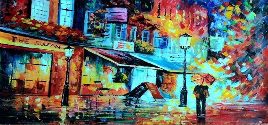 Walking In Rain Abstract Modern Wall Painting Diy Painting By Numberss.png