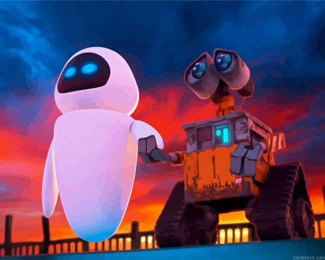 Wall E And Eve Characters Painting By Numberss.png
