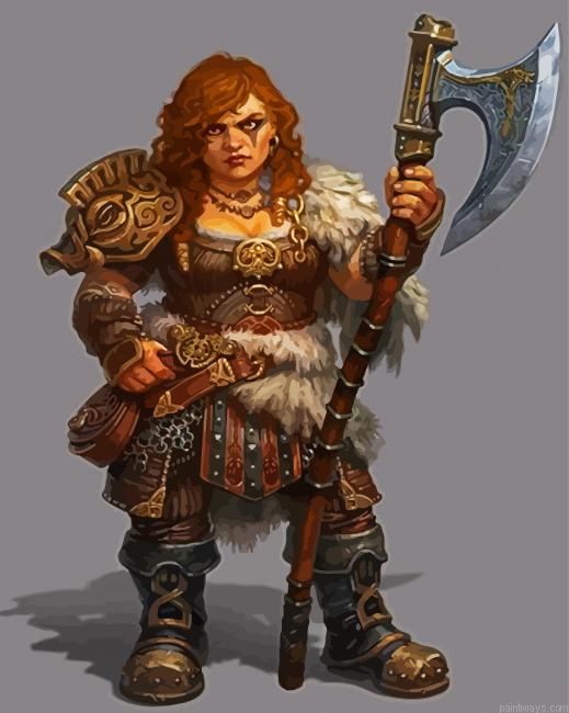 Warrior Dwarf Lady Painting By Numberss.png