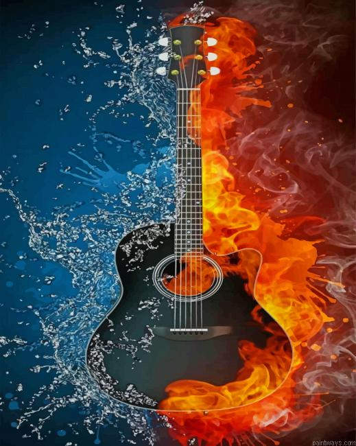 Water Fire Guitar New Painting By Numberss.png