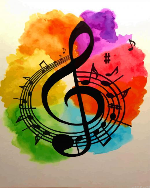 Watercolor Music Note New Painting By Numberss.png