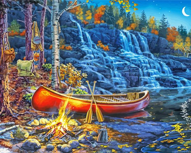 Waterfall Campfire Painting By Numberss.png