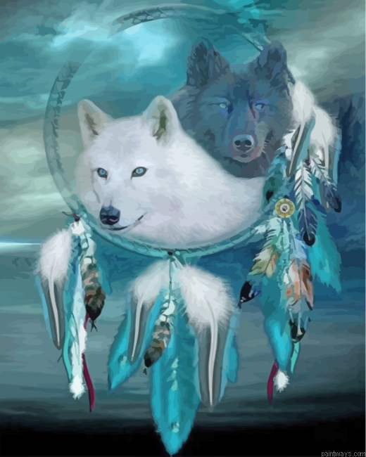 White And Grey Wolves Painting By Numbers.png