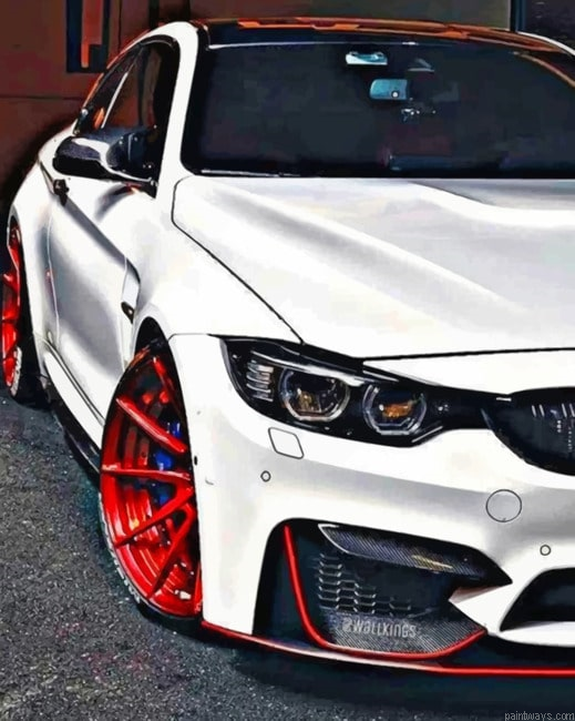 White Car Bmw New Painting By Numberss.png