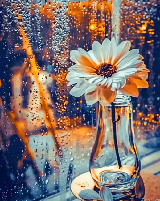White Flower In A Glass Aesthetic Painting By Numbers.png