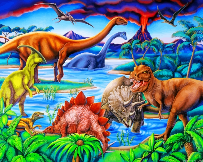 Wild Dinosaurs Painting By Numbers.png