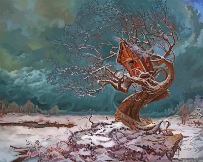 Winter Tree House Painting By Numbers.png