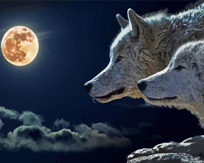Wolves Full Moon Painting By Numberss.png