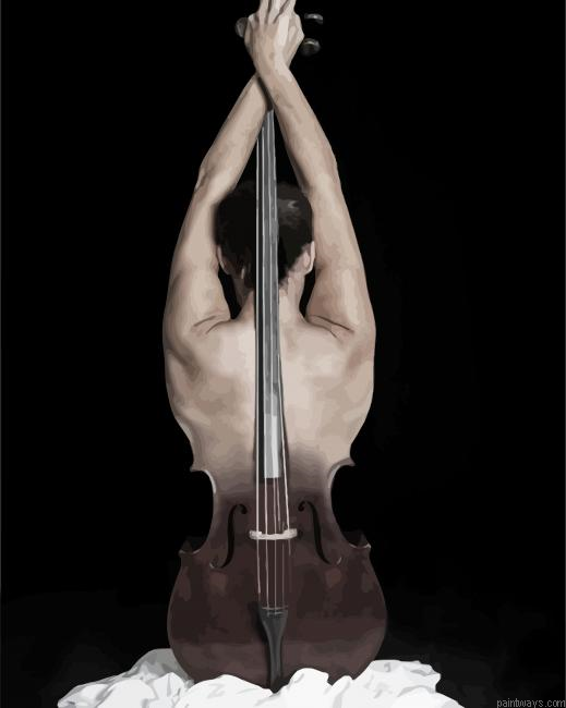 Woman Cello Back Painting By Numberss.png