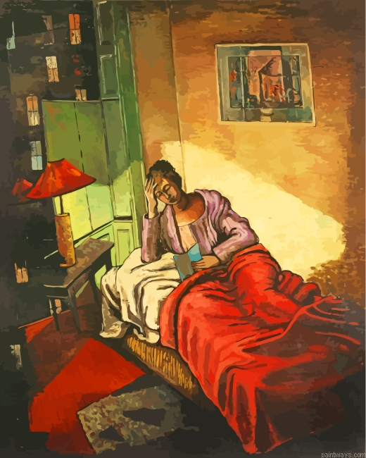 Woman Reading In Bed Painting By Numberss.png