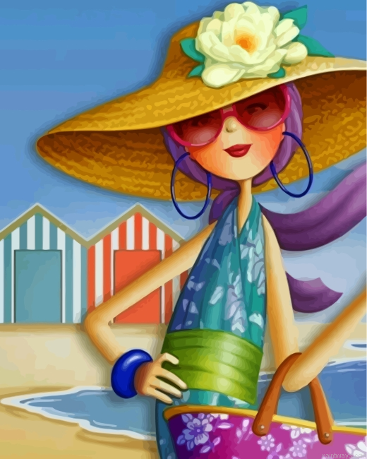 Woman Wearing A Sunhat Painting By Numbers.png