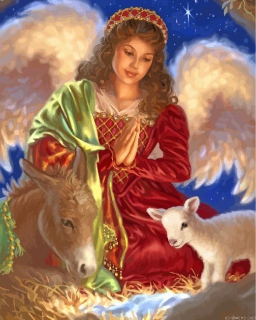 Woman With Animals Painting By Numbers.png