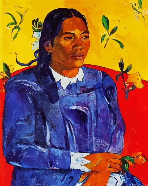 Woman With Flower Painting By Numberss.png