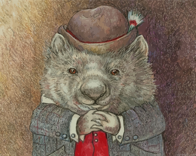 Wombat In Hat Painting By Numbers.png