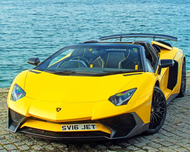 Yellow Bugatti Cars Painting By Numberss.png