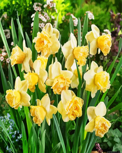 Yellow Daffodils Blooming Painting By Numberss.png