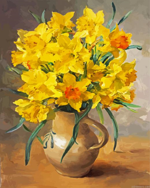 Yellow Daffodils Vase Painting By Numberss.png