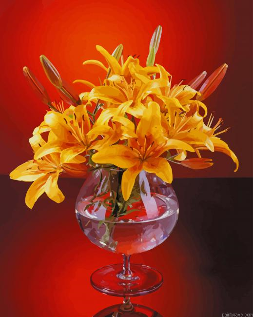 Yellow Lilies In Glass New Painting By Numberss.png