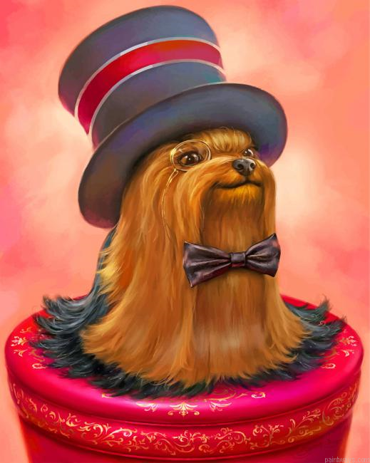 Yorkshire Terrier In Hat Painting By Numbers.png