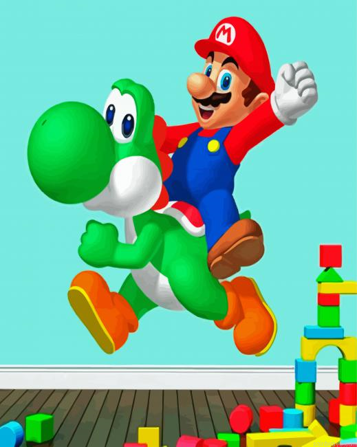 Yoshi And Mario Painting By Numberss.png