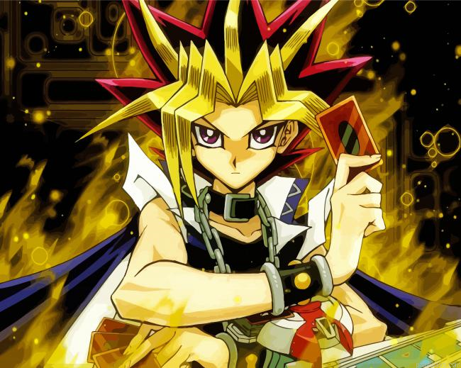 Yugi Mutou With Card Painting By Numberss.png