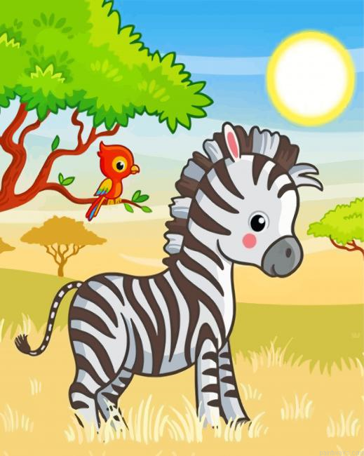 Zebra And Bird Painting By Numberss.png